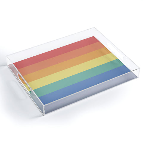Avenie Vintage Rainbow Stripes Acrylic Tray