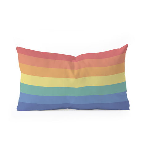 Avenie Vintage Rainbow Stripes Oblong Throw Pillow