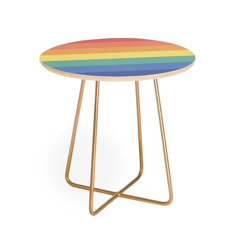 Avenie Vintage Rainbow Stripes Round Side Table