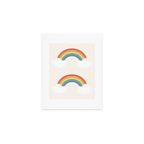 Avenie Vintage Rainbow With Clouds Art Print