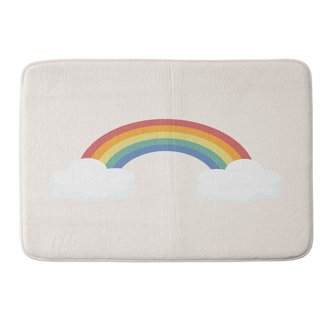 Avenie Vintage Rainbow With Clouds Memory Foam Bath Mat