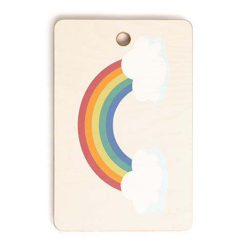 Avenie Vintage Rainbow With Clouds Cutting Board Rectangle