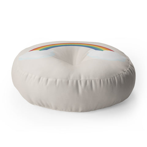 Avenie Vintage Rainbow With Clouds Floor Pillow Round