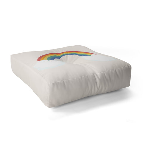 Avenie Vintage Rainbow With Clouds Floor Pillow Square