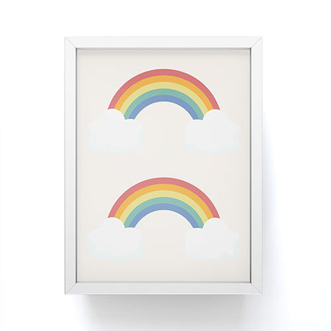 Avenie Vintage Rainbow With Clouds Framed Mini Art Print