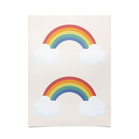 Avenie Vintage Rainbow With Clouds Poster