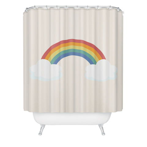 Avenie Vintage Rainbow With Clouds Shower Curtain