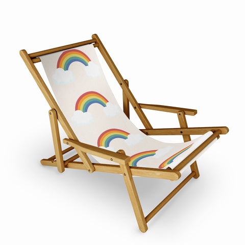 Avenie Vintage Rainbow With Clouds Sling Chair