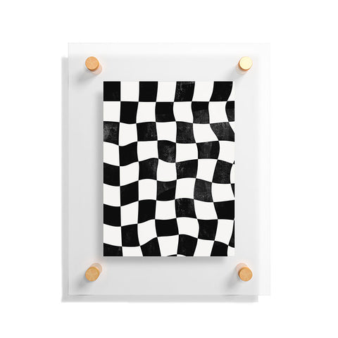 Avenie Warped Checkerboard BW Floating Acrylic Print