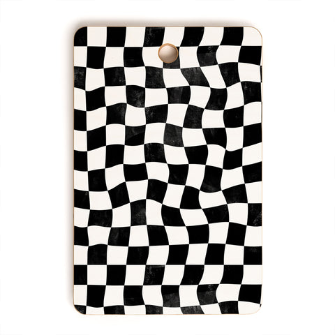Avenie Warped Checkerboard BW Cutting Board Rectangle