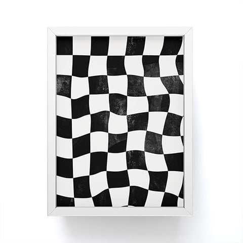 Avenie Warped Checkerboard BW Framed Mini Art Print