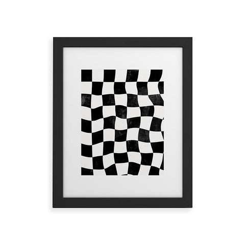 Avenie Warped Checkerboard BW Framed Art Print