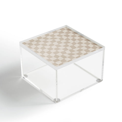 Avenie Warped Checkerboard Neutral Acrylic Box