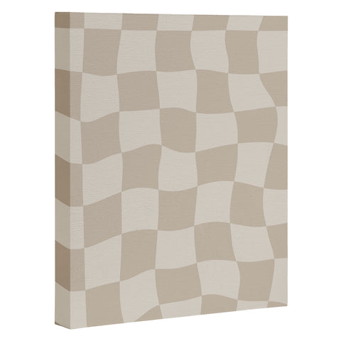 Avenie Warped Checkerboard Neutral Art Canvas