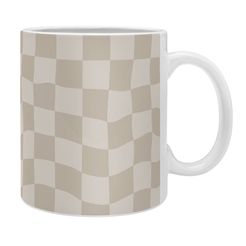 Avenie Warped Checkerboard Neutral Coffee Mug