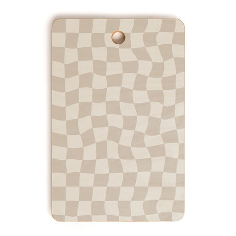 Avenie Warped Checkerboard Neutral Cutting Board Rectangle