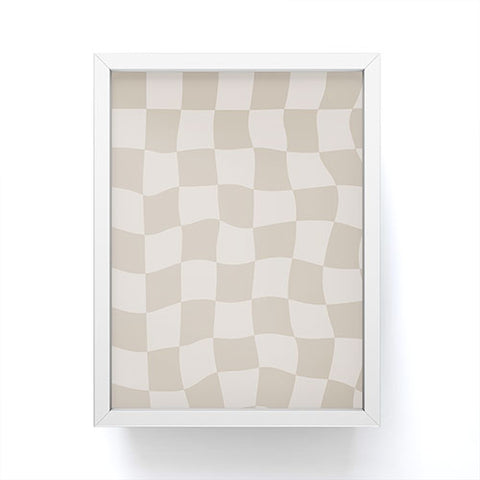 Avenie Warped Checkerboard Neutral Framed Mini Art Print