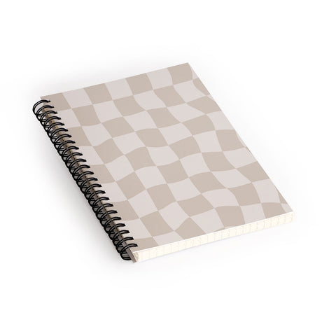 Avenie Warped Checkerboard Neutral Spiral Notebook