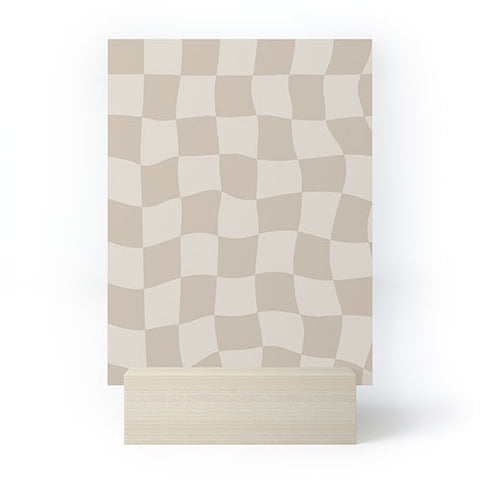 Avenie Warped Checkerboard Neutral Mini Art Print