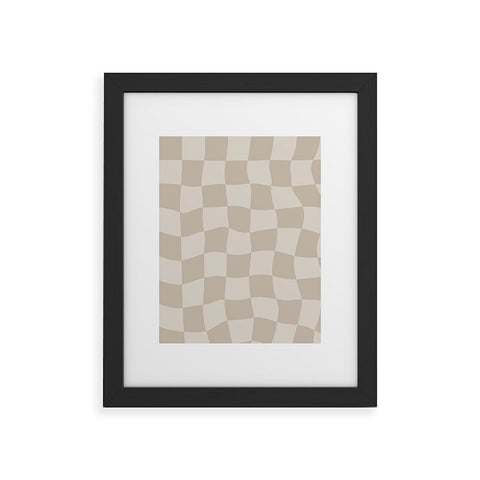 Avenie Warped Checkerboard Neutral Framed Art Print