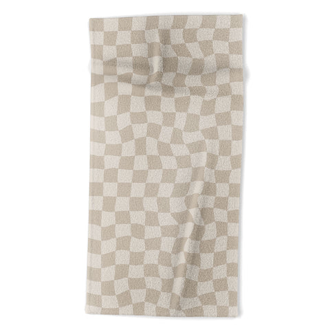 Avenie Warped Checkerboard Neutral Beach Towel