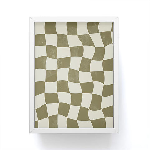 Avenie Warped Checkerboard Olive Framed Mini Art Print