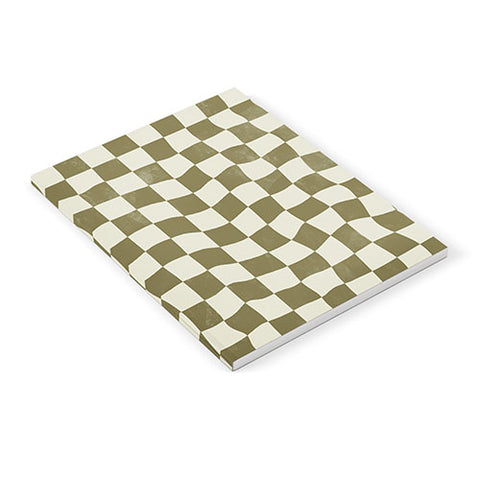 Avenie Warped Checkerboard Olive Notebook