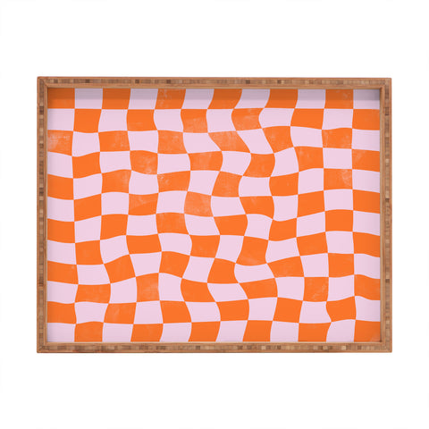 Avenie Warped Checkerboard Rectangular Tray