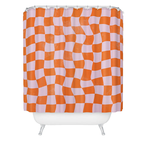 Avenie Warped Checkerboard Shower Curtain