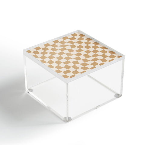 Avenie Warped Checkerboard Tan Acrylic Box