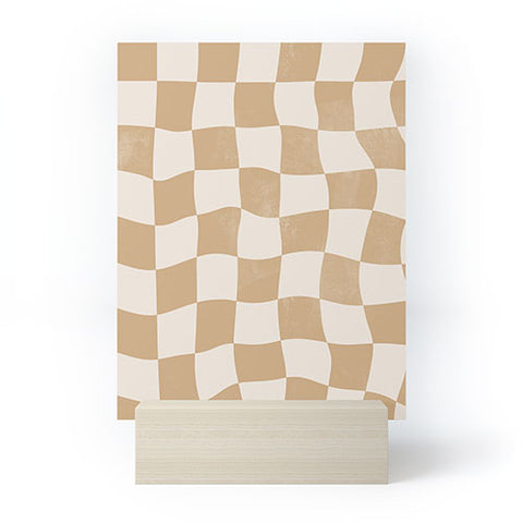 Avenie Warped Checkerboard Tan Mini Art Print
