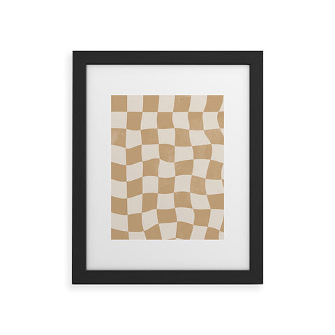 Avenie Warped Checkerboard Tan Framed Art Print