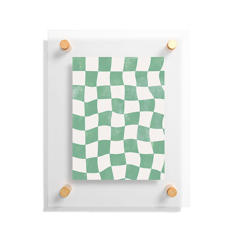 Avenie Warped Checkerboard Teal Floating Acrylic Print