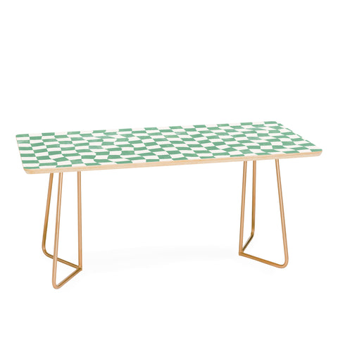 Avenie Warped Checkerboard Teal Coffee Table