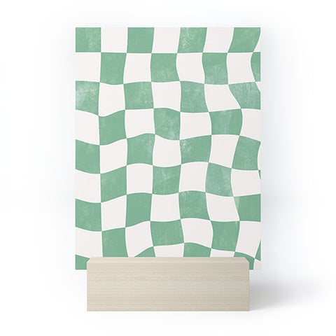 Avenie Warped Checkerboard Teal Mini Art Print