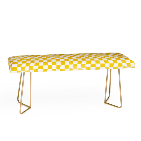 Avenie Warped Checkerboard Yellow Bench