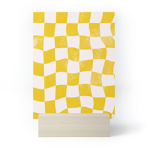 Avenie Warped Checkerboard Yellow Mini Art Print