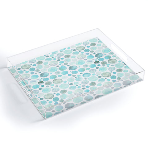 Avenie Watercolor Bubbles Turquoise Acrylic Tray