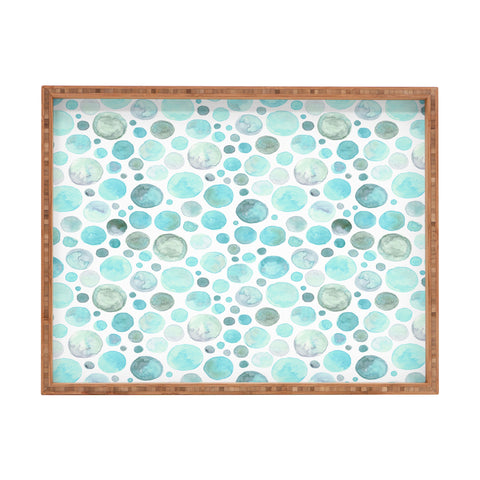 Avenie Watercolor Bubbles Turquoise Rectangular Tray