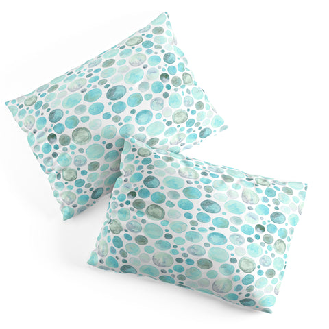 Avenie Watercolor Bubbles Turquoise Pillow Shams