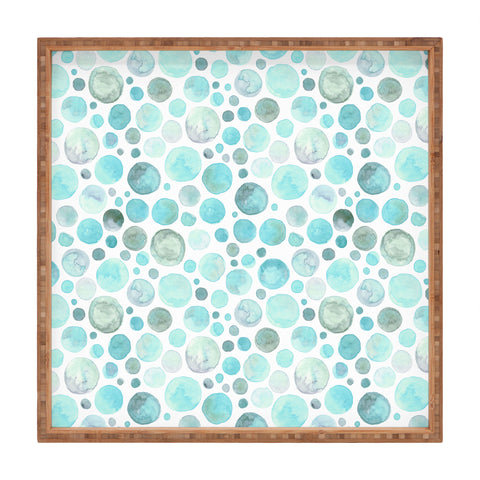 Avenie Watercolor Bubbles Turquoise Square Tray
