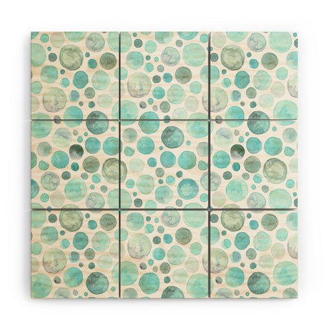 Avenie Watercolor Bubbles Turquoise Wood Wall Mural