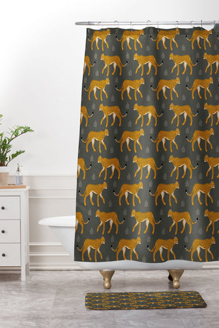 Avenie Wild Cheetah Collection IV Shower Curtain And Mat