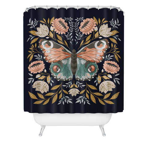 Avenie William Morris Butterfly Midn Shower Curtain