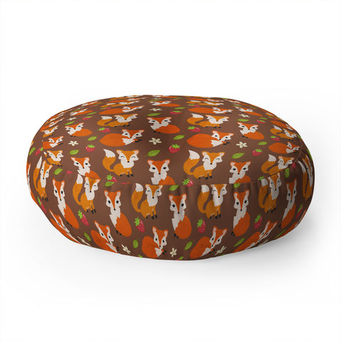 Avenie Woodland Fox Pattern II Floor Pillow Round