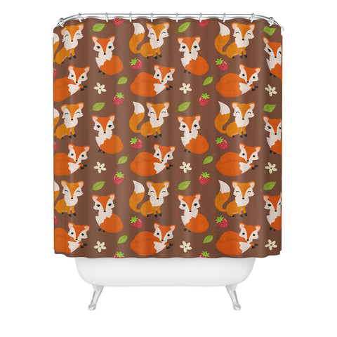 Avenie Woodland Fox Pattern II Shower Curtain