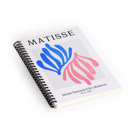 ayeyokp Blue Pink Leaves Matisse Spiral Notebook