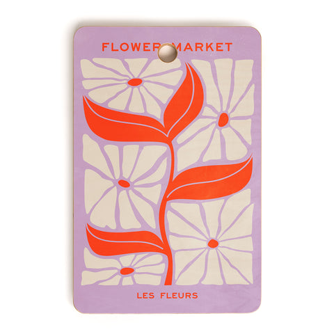 ayeyokp Plum Flamingo Les Fleurs Flower Cutting Board Rectangle