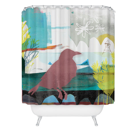 Barbara Chotiner Bird plus Ocean Shower Curtain