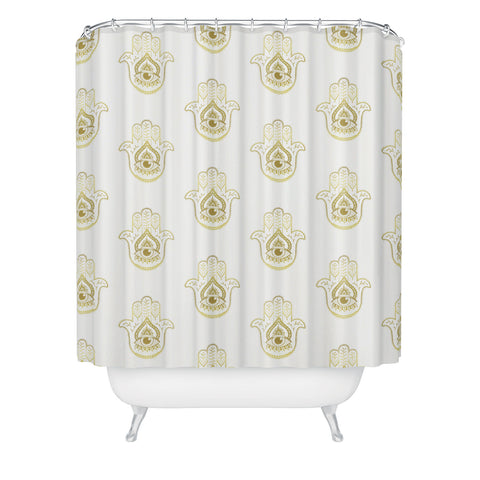 Barlena Hamsa Hand Gold Shower Curtain